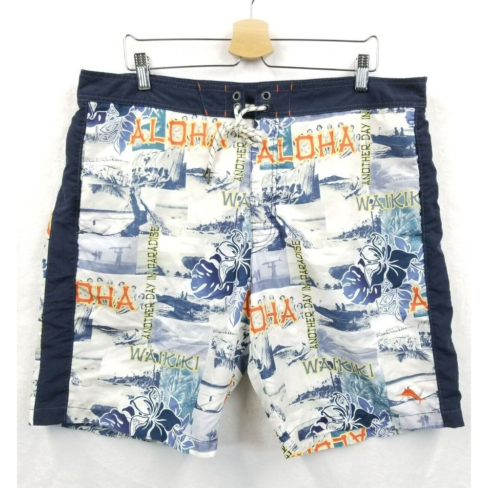 Tommy Bahama Relax Swim Trunks Men XL‎ Surfer Swim Retro Photos Aloha Tropical